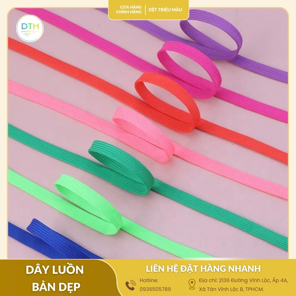 Bộ sưu tập dây luồn bản dẹp nhiều màu sắc nổi bật, thích hợp cho áo khoác, balo, túi rút.