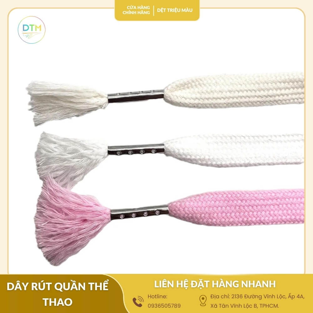 Dây rút quần thể thao cotton mềm mại, an toàn cho da, thích hợp cho quần nỉ, hoodie và quần thể thao thời trang.