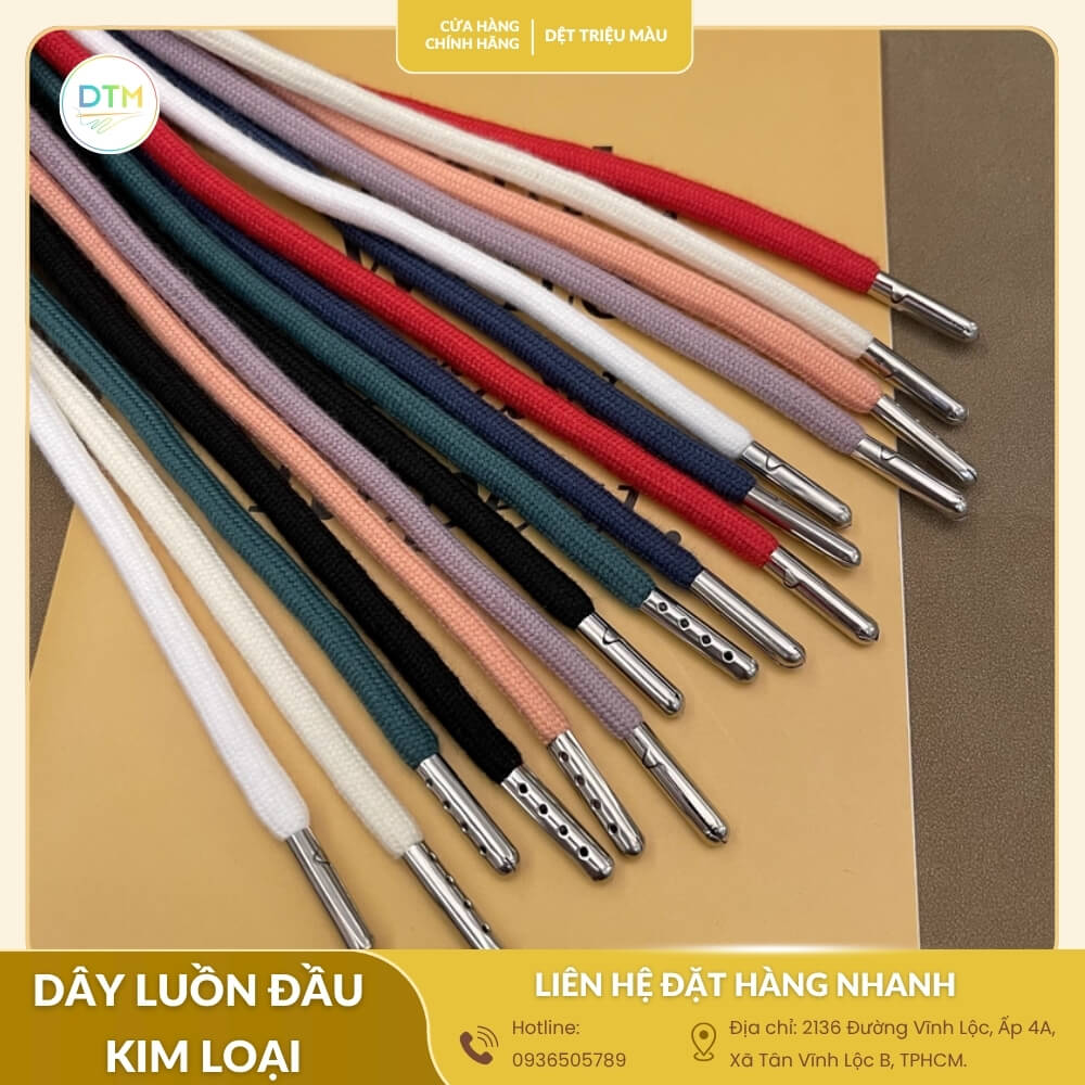 Bộ dây luồn đầu kim loại phối nhiều màu độc đáo, chất liệu vải dệt chắc chắn, đầu kim loại chống gỉ, thích hợp cho giày thể thao.